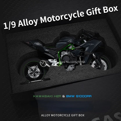 1/9 Kawasaki H2R Alloy Motorcycle Models Gift Box Series Diecasts Simulation Motorbike Vehicle Model Toys for Kids Birthday Gift