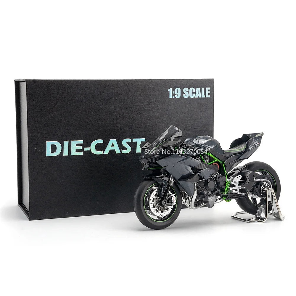 1/9 Kawasaki H2R Alloy Motorcycle Models Gift Box Series Diecasts Simulation Motorbike Vehicle Model Toys for Kids Birthday Gift